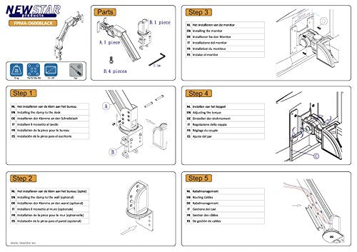 NewStar Tilt/Turn/Rotate Desk Mount (clamp) for 10-30" Monitor Screen, Height Adjustable - Black - Desk mount for LCD display (adjustable arm) - black - screen size: up to 30"