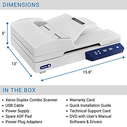 Xerox Duplex Combo Scanner - Document scanner - Contact Image Sensor (CIS) - Duplex - 216 x 2997 mm - 600 dpi - ADF (35 sheets) - up to 1500 scans per day - USB 2.0