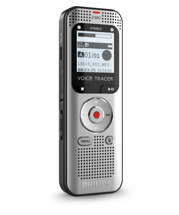 Philips Dictation DVT2010 VoiceTracer Audio Recorder 8GB Memory Chrome Silver