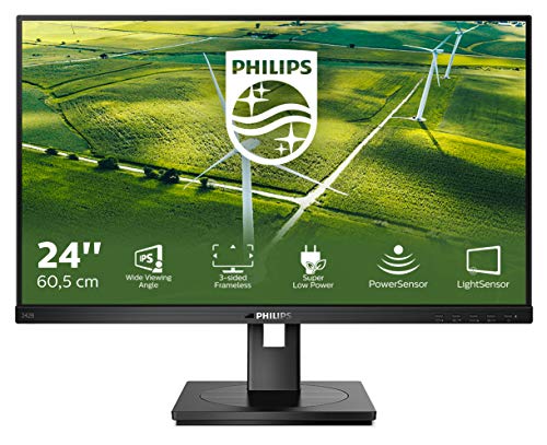 Philips B Line 242B1G - LED monitor - 24" (23.8" viewable) - 1920 x 1080 Full HD (1080p) @ 75 Hz - IPS - 250 cd/m? - 1000:1 - 4 ms - HDMI, DVI-D, VGA, DisplayPort - speakers - black texture