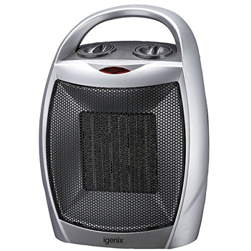 Best Value Igenix IG9030 Portable Ceramic Electric Fan Heater with 2 Heat Settings and Cool Fan Setting, Tip Over Safety Protection, Ideal for Small Rooms, Caravans and Garages, Silver