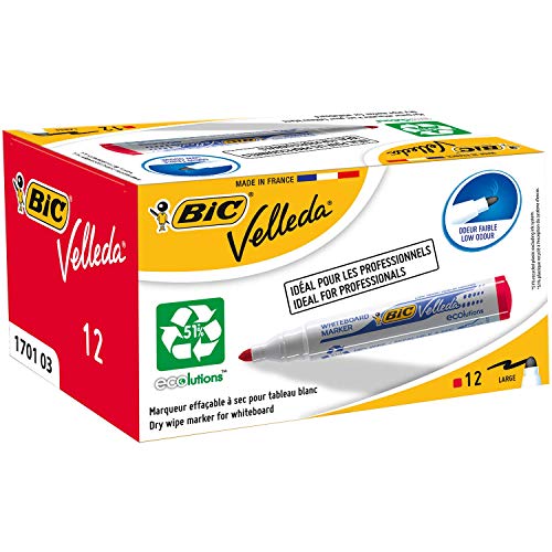 Best Value BIC Velleda 1701 ECOlutions Whiteboard Pens - Red, Box of 12