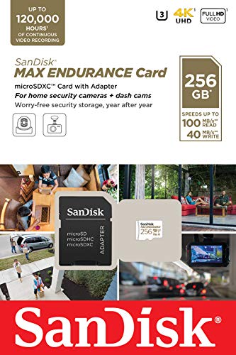 SanDisk Max Endurance - Flash memory card (microSDXC to SD adapter included) - 256 GB - Video Class V30 / UHS-I U3 / Class10 - microSDXC UHS-I