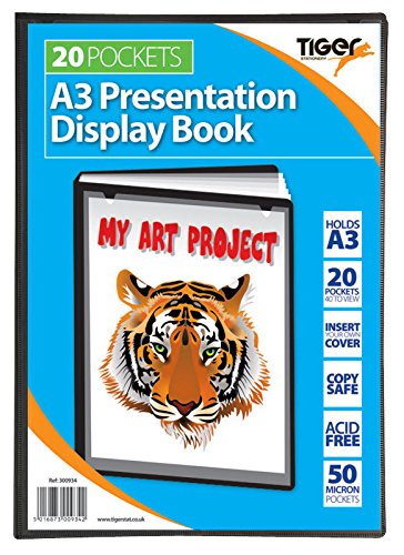 Best Value Tiger 300934 20 A3 Pocket Presentation Display Book - Black