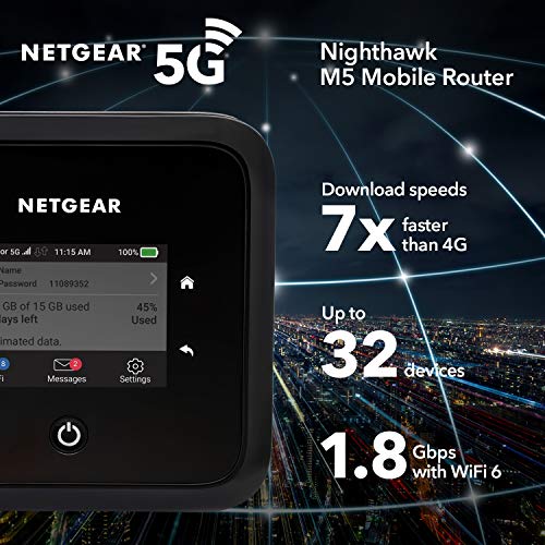 NETGEAR Nighthawk M5 Mobile Router (MR5200) - Mobile hotspot - 5G LTE Advanced - 4 Gbps - GigE, 802.11ac, 802.11ax (Wi-Fi 6)