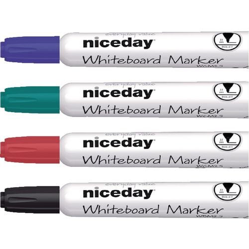 Best Value Niceday Whiteboard Marker WBM2.5 Bullet Assorted Pack of 4