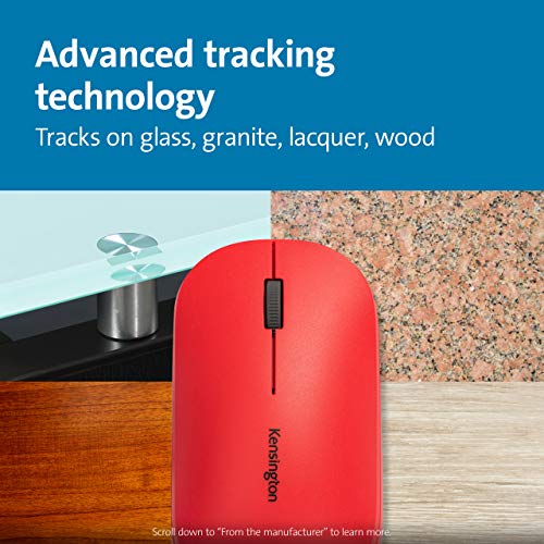 Kensington SureTrack - Mouse - optical - 4 buttons - wireless - 2.4 GHz, Bluetooth 3.0, Bluetooth 5.0 LE - USB wireless receiver - red