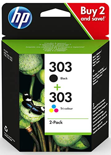 Best Value HP 3YM92AE 303 Original Ink Cartridges, Black and Tri-Colour, Pack of 2