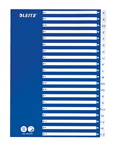 Best Value Leitz A4 A-Z Index, Heavy Duty Plastic and Cardboard, Blue/White