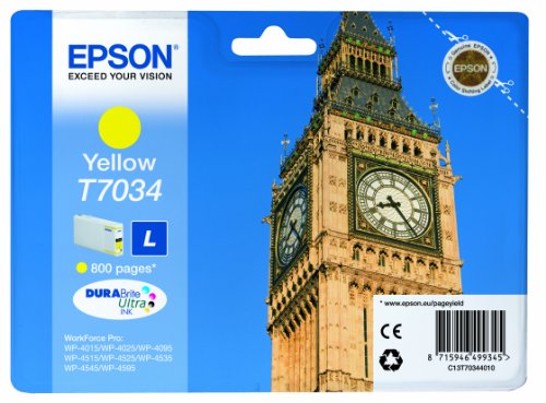 Epson T7034 - L size - yellow - original - blister - ink cartridge - for WorkForce Pro WP-4015, WP-4025, WP-4095, WP-4515, WP-4525, WP-4535, WP-4545, WP-4595