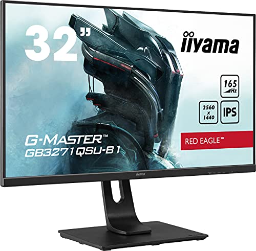 iiyama G-MASTER Red Eagle GB3271QSU-B1 - LED monitor - 32" (31.5" viewable) - 2560 x 1440 WQHD @ 165 Hz - IPS - 400 cd/mï¿½ - 1200:1 - 1 ms - 2xHDMI, 2xDisplayPort - speakers - matte black