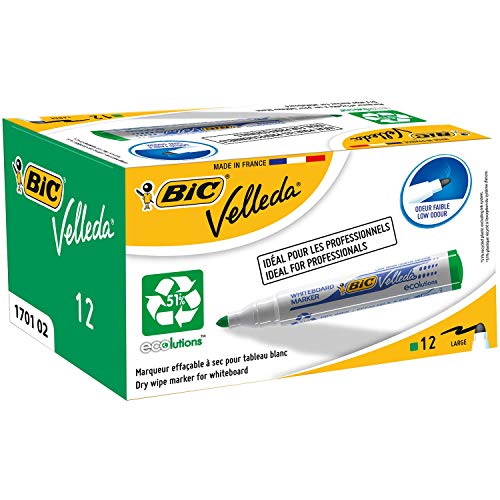 Best Value BIC Velleda 1701 ECOlutions Whiteboard Pens - Green, Box of 12