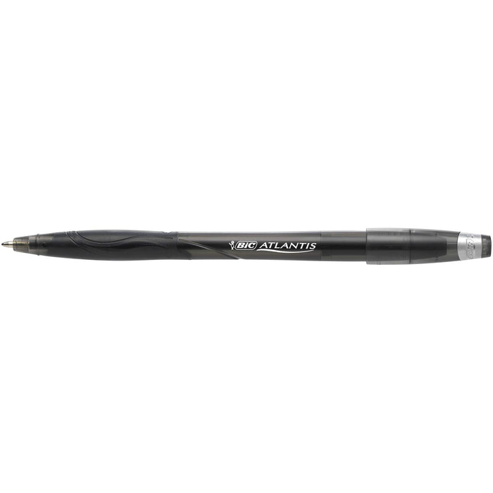 Best Value Bic Atlantis Stic Ballpoint Pen Medium Black Pack of 12