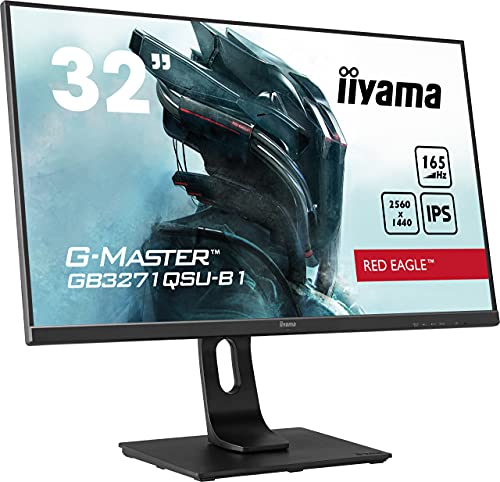 iiyama G-MASTER Red Eagle GB3271QSU-B1 - LED monitor - 32" (31.5" viewable) - 2560 x 1440 WQHD @ 165 Hz - IPS - 400 cd/mï¿½ - 1200:1 - 1 ms - 2xHDMI, 2xDisplayPort - speakers - matte black