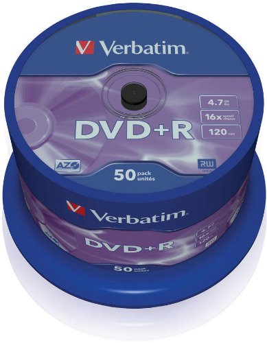 Best Value Verbatim 43550 4.7GB 16x DVD+R Matt Silver - 50 Pack Spindle