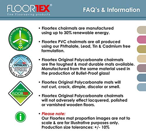 Floortex Floor Protection Mat Cleartex Ultimat Polycarbonate Low and Medium Pile Carpets Up To 12mm Pile Height 119 x 89cm Transparent FC118923ER