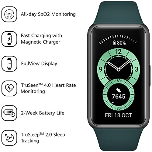 Huawei Band 6 AMOLED 37.3mm Bluetooth 5.0 Automatic SpO2 Monitoring Forest Green