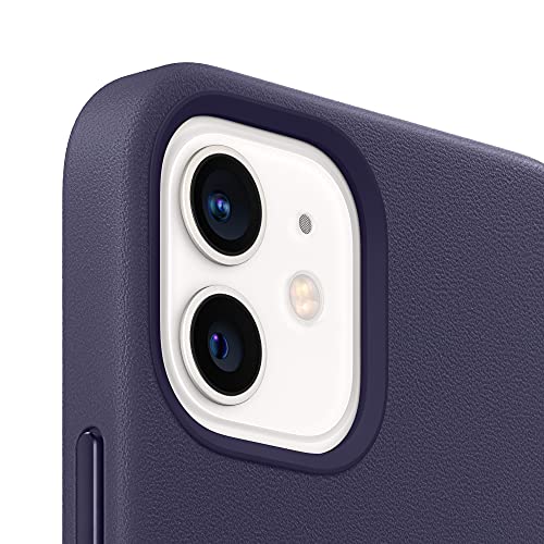 Apple with MagSafe - Protective sleeve for mobile phone - leather - deep violet - for iPhone 12, 12 Pro