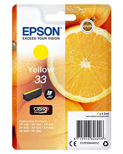 Epson 33 - 4.5 ml - yellow - original - blister - ink cartridge - for Expression Home XP-635, 830, Expression Premium XP-530, 540, 630, 635, 640, 645, 830, 900