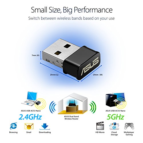 ASUS USB-AC53 Nano - Network adapter - USB 2.0 - 802.11ac