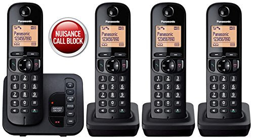 Best Value Panasonic KX-TGC224EB Digital Cordless Phone with LCD Display - Black, Pack of 4