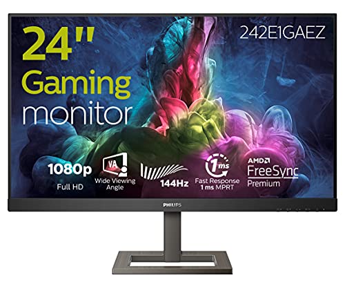 Philips E-line 242E1GAEZ - LED monitor - 24" (23.8" viewable) - 1920 x 1080 Full HD (1080p) @ 144 Hz - VA - 350 cd/m? - 3500:1 - 1 ms - HDMI, DisplayPort - speakers - black/dark chrome textured