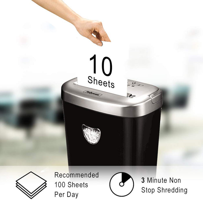 Best Value Fellowes Powershred 53C, 10 Sheet Cross Cut Paper Shredder for the Home or Home Office with SafeSense Technology