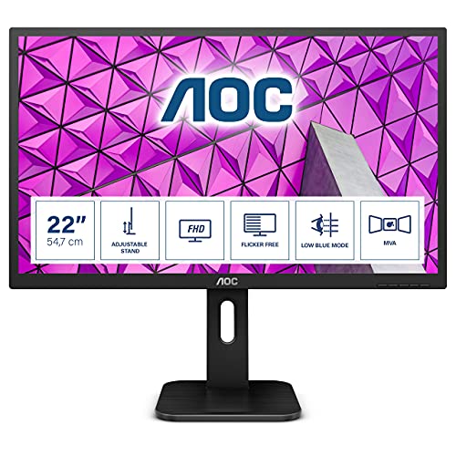 AOC 22P1 - LED monitor - 21.5" - 1920 x 1080 Full HD (1080p) @ 60 Hz - MVA - 250 cd/m - 3000:1 - 5 ms - HDMI, DVI, DisplayPort, VGA - speakers