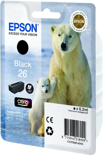 Epson 26 - 6.2 ml - black - original - ink cartridge - for Expression Premium XP-510, 520, 600, 605, 610, 615, 620, 625, 700, 710, 720, 800, 810, 820