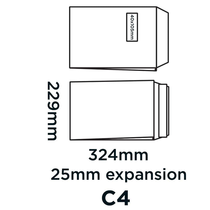 Best Value Blake Premium Secure C4 324 x 229 x 25 mm 125 gsm Tear Resistant Gusset Pocket Peel & Seal Window Envelopes (TR9901) White - Pack of 100