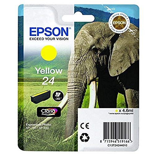 Epson 24 - 4.6 ml - yellow - original - ink cartridge - for Expression Photo XP-55, 750, 760, 850, 860, 950, 960, 970, Expression Premium XP-750, 850