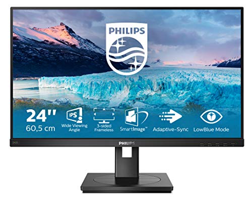 Philips S-line 242S1AE - LED monitor - 24" (23.8" viewable) - 1920 x 1080 Full HD (1080p) @ 75 Hz - IPS - 250 cd/m - 1000:1 - 4 ms - HDMI, DVI-D, VGA, DisplayPort - speakers - black texture