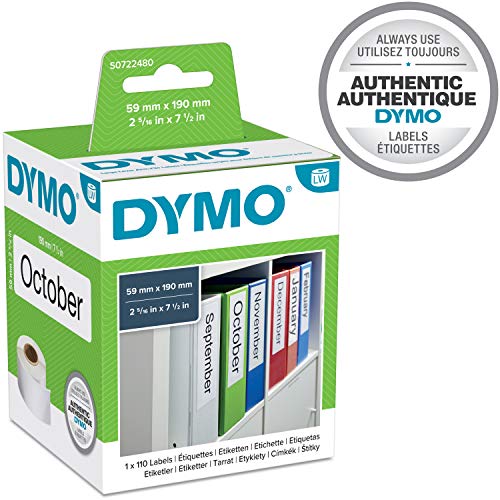 Lever arch labels - black on white - 59 x 190 mm - 110 label(s) ( 1 roll(s) x 110 ) - for DYMO LabelWriter 300, 320, 330, 400, 450, 4XL - S0722480