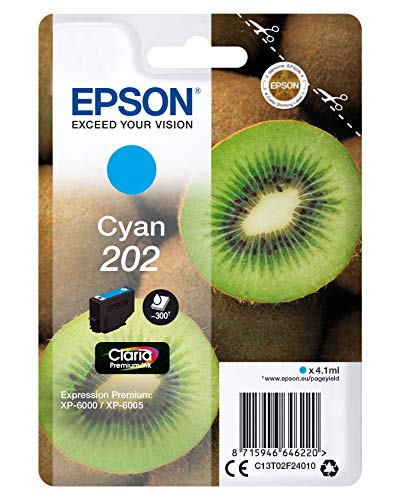 Epson 202 - 4.1 ml - cyan - original - blister - ink cartridge - for Expression Home XP-202, Expression Premium XP-6000, XP-6005, XP-6100, XP-6105