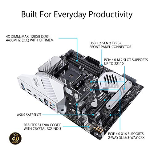 ASUS PRIME X570-PRO - Motherboard - ATX - Socket AM4 - AMD X570 - USB-C Gen2, USB 3.2 Gen 1, USB 3.2 Gen 2 - Gigabit LAN - onboard graphics (CPU required) - HD Audio (8-channel)