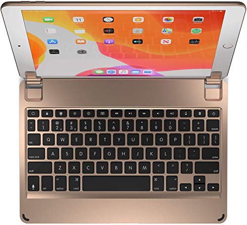 Brydge 10.2 Inches QWERTY Italian Bluetooth Wireless Keyboard for Apple iPad 7th Generation 2019 Durable Aluminium Body Backlit Keys Gold