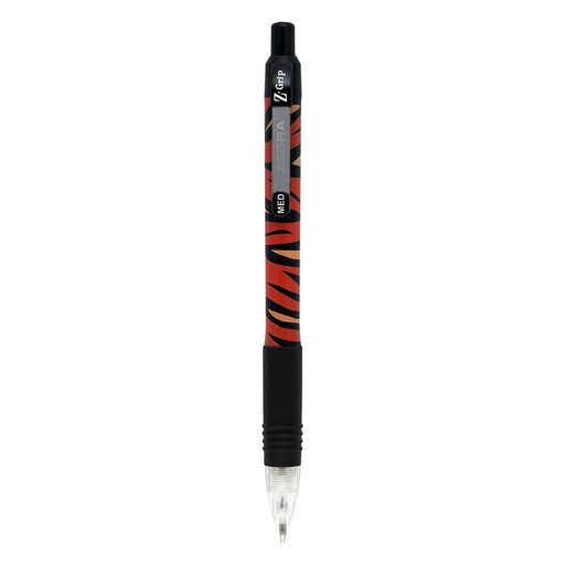 Zebra Z-Grip Animal Ballpoint Pen Tiger Print Medium Point Black (Pack 12) 16802