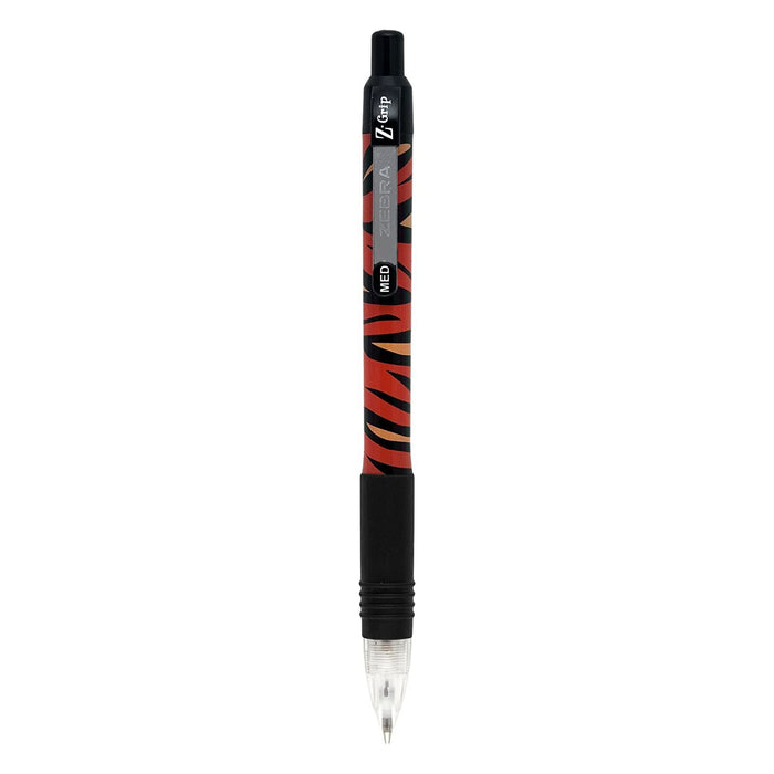 Zebra Z-Grip Animal Ballpoint Pen Tiger Print Medium Point Black (Pack 12) 16802