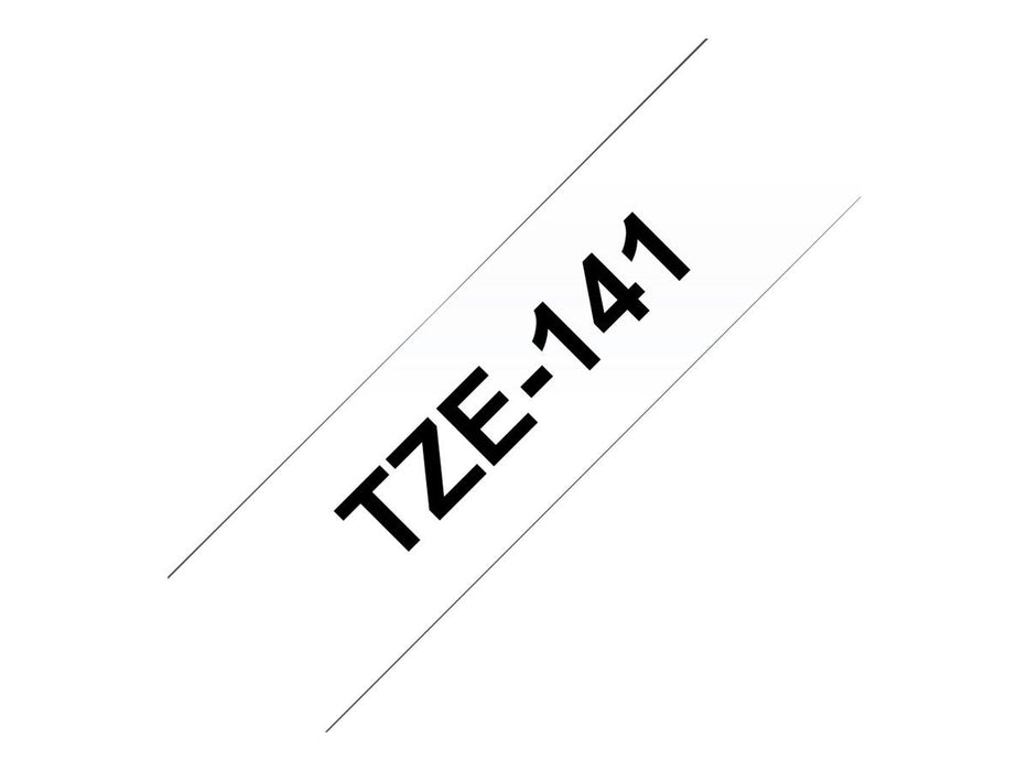 Best Value Brother TZe-141 Labelling Tape Cassette, 18 mm (W) x 8 m (L), Laminated, Brother Genuine Supplies - Black on Clear