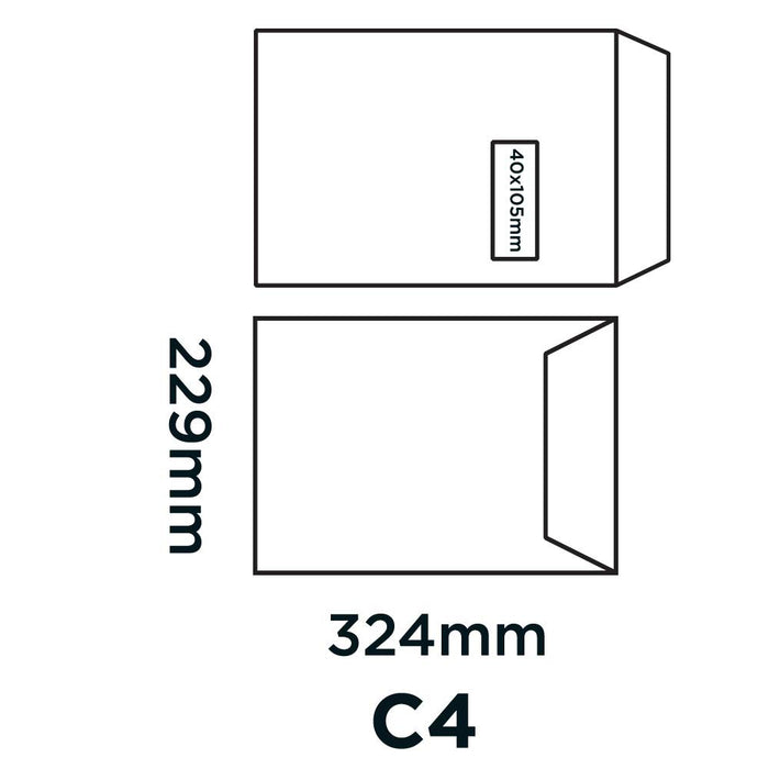 Best Value Blake Premium Pure C4 324 x 229 mm 120 gsm Recycled Peel & Seal Pocket Window Envelopes (RP84892) Super White Wove - Pack of 250