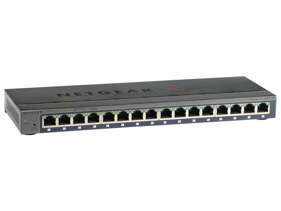 Best Value NETGEAR 16-Port Gigabit Ethernet Smart Managed Plus Network Switch, Hub, Internet Splitter (GS116E) - Desktop, and ProSAFE Lifetime Protection