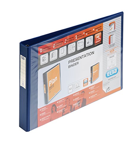 Elba Vision A3 Ring Binder 4 D-Ring Landscape PVC 30mm 300 Sheets Blue