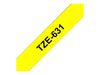 Best Value Brother TZe-631 Labelling Tape Cassette, 12 mm (W) x 8 m (L), Laminated, Brother Genuine Supplies - Black on Yellow