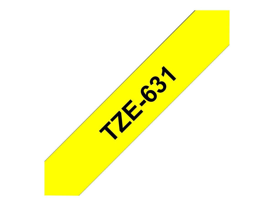 Best Value Brother TZe-631 Labelling Tape Cassette, 12 mm (W) x 8 m (L), Laminated, Brother Genuine Supplies - Black on Yellow