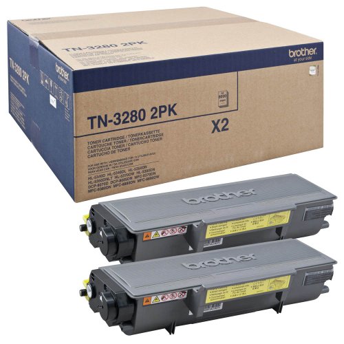 Brother TN3280 2PK - 2-pack - black - original - toner cartridge - for Brother DCP-8070, 8085, HL-5340, 5350, 5370, 5380, MFC-8370, 8380, 8880, 8890