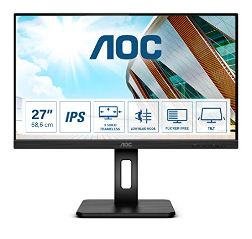 AOC 27P2Q - LED monitor - 27" - 1920 x 1080 Full HD (1080p) @ 75 Hz - IPS - 250 cd/m - 1000:1 - 4 ms - HDMI, DVI, DisplayPort, VGA - speakers - black