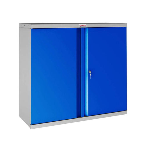 Phoenix SCL Series 2 Door 1 Shelf Steel Storage Cupboard Grey Body Blue Doors with Key Lock SCL0891GBK