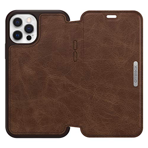 OtterBox Strada Series Folio - Flip cover for mobile phone - leather, polycarbonate, metal latch - espresso brown - slim design - for Apple iPhone 12, 12 Pro