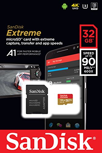 Best Value SanDisk Extreme 32 GB microSDHC Memory Card + SD Adapter with A1 App Performance + Rescue Pro Deluxe, Up to 100 MB/s, Class 10, UHS-I, U3, V30