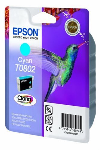 Epson T0802 - 7.4 ml - cyan - original - blister - ink cartridge - for Stylus Photo P50, PX650, PX660, PX700, PX710, PX720, PX730, PX800, PX810, PX820, PX830